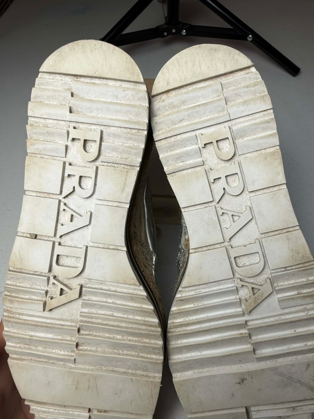 PRADA Platform Derby Dress Shoes Silver Chrome -  US 7 / EU 37 - Picture 8 of 15